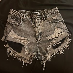 Cooper Distressed Denim Shorts-Acid Wash Black
